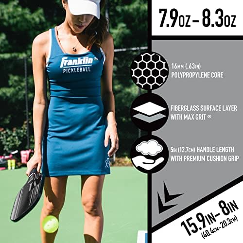 Franklin Sports Pro Pickleball Paddle - Pro Pickleball Paddle - Tecnologia extra MaxGrit - Christine McGrath Pickleball Paddle