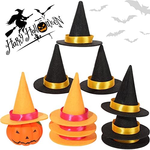12 PCs Halloween Mini decoração de chapéu de bruxa Mini garrafa de vinhos Topper Cap capa Festa com fita para a decoração de mesa Festa de cosplay