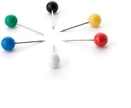 U Brands Mapa Pins, cabeça de plástico, ponto de aço, cores variadas, 100 contagens-659U08-24