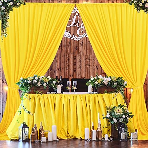 10 pés x 10 pés de painéis de cortina de cenário amarelo grátis, cortinas de pano de fundo de poliéster, suprimentos de decoração para festa de casamento
