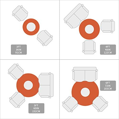 Grande tapete de área redonda para quarto da sala de estar, tapetes sem escorregamento de 5 pés para o quarto de crianças,