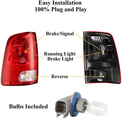 Wonvon Tail Light Fit para 2009 2010 2012 2012 2013 2014 2015 2015 2017 2017 2018 Dodge Ram 1500/2500/3500 09-18 Dodge Ram 1500/10-18