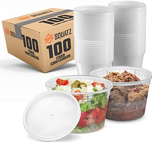 Squatz 100 MicrowAvable Alimentos Recipiente - 16 onças Translúcido Armazenamento de caixa de refeições com tampas, ideal