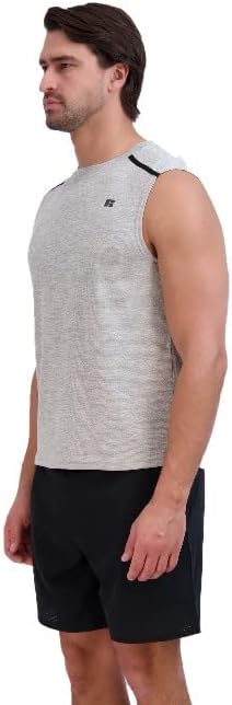 Russell Athletic Mens Dri-Power Space-Dye Manga curta Crew pescoço Desempenho Muscle Tee