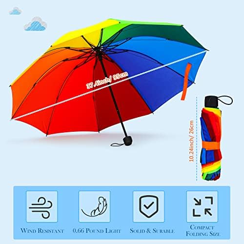 Cunno 12 peças Rainbow Umbrella Tri portátil guarda