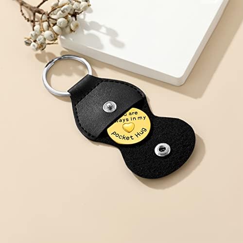 Pocket Mouther Token Gold Round Charm Inspirational Presente com PU Keychain