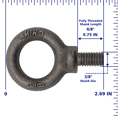 Levantando parafuso de olho de ombro 3/8 -18 2 PCs, aço forjado de serviço pesado de grau industrial para uso de caçambas de