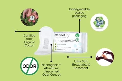 PADs de incontinência natural de nannodry - almofadas de vazamento de bexiga de algodão orgânica - gravidez, pós -parto