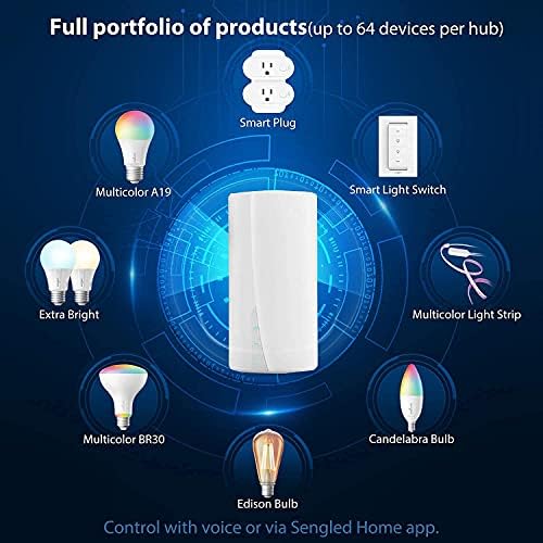 Lâmpadas de vela inteligentes Shengled Pacote 4pk com hub smart home, lâmpadas inteligentes em zigbee, hub usou produtos