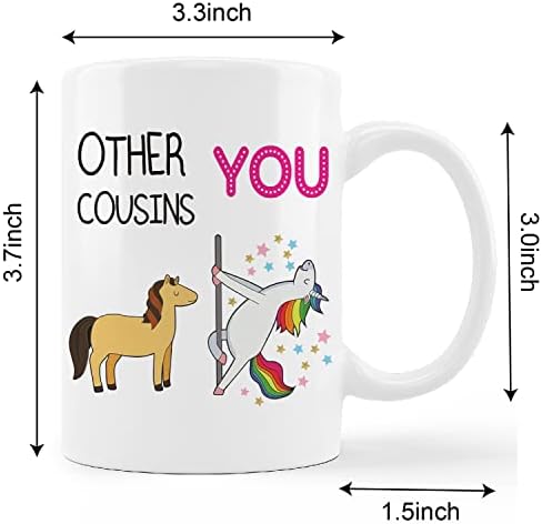 Copo engraçado de primo de primo, outros primos vs you unicorn cerâmica caneca-11oz café leite copo de caneca de chá, primo presentes