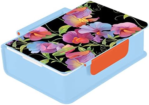 Alaza Sweet Pea Flor Floral Bento Lancheira BPA Recipientes de almoço à prova de vazamentos com bóia e colher, 1 peça