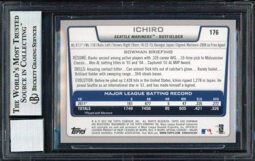 Ichiro Suzuki autografou 2012 Bowman Silver Ice Card 176 Seattle Mariners Auto Grau 10 Beckett Bas 12669906 - Cartões