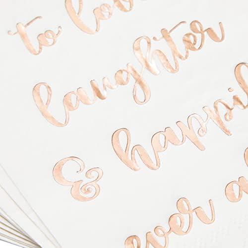 Nudários de casamento de 100 pacote com letras de papel alumínio de ouro, amor, risadas e felizes para sempre