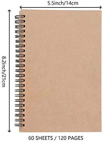 Zeonenhei 20 pacote 8,3 x 5,5 polegadas 60 folhas / 120 páginas A5 Livro de esboço, Sketch Pad Soft Capa Spiral