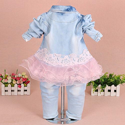 Yao Baby Girls Denim Clothing Conjuntos de 3 peças conjuntos de camiseta jeans e jeans