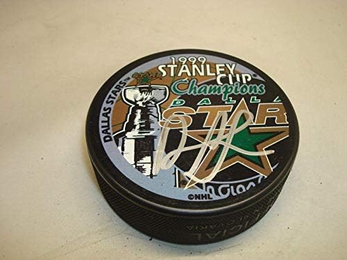 Darryl Sydor assinou Dallas Stars 1999 Stanley Cup Champs Hockey Puck Auto 1A - Pucks autografados da NHL