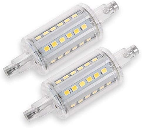 CTKCOM R7S Bulbos LED de 78 mm - J Tipo de 78 mm de extremidade dupla 5W 120VOLts Bulbos de halogênio Branco 6000k, R7S Filamento Dupla Filamento Luzes de Tubos de Tubos de Quartz 50W Bulbo de halogênio, 2 pacote