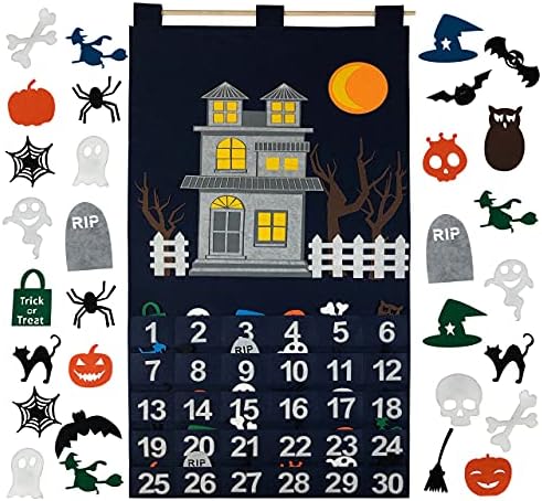 Kaj Decor Countdown para o calendário do advento do Halloween para uso em casa, escola, sala de aula, escritório para uso