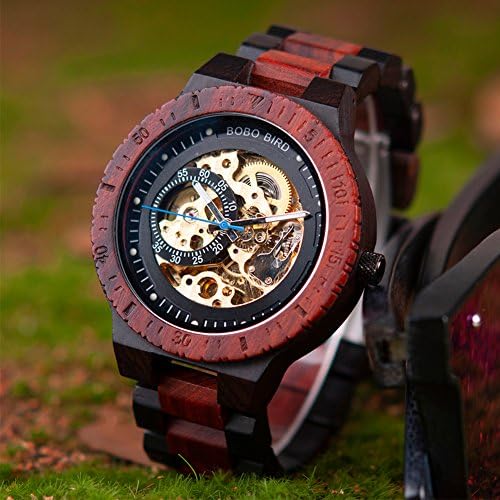 Bobo Bird Mens Wooden Welkes Watches Luxury Mechanical Watch Twonpaeces de madeira de madeira para homens com caixa de presente