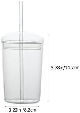 Copo decorativo do doitool bebendo copos com palha de vidro de vidro reutilizável suco de frutas caneca de copo de copo de vidro canecas de jarra com palha boba copo