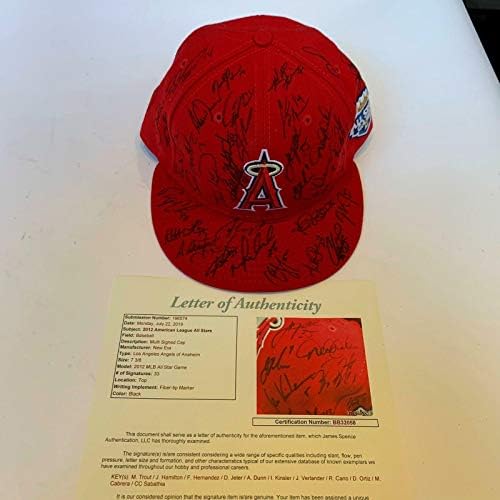 Mike Trout Derek Jeter Justin Verlander 2012 All Star Game Signed Hat JSA - Chapéus autografados