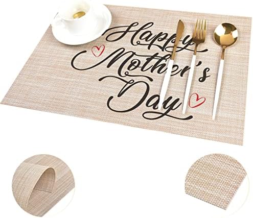 Feliz Dia das Mães Inspirador Placemats Conjunto de 4 para a Farmhouse Home Family Kitchen Dining Table Decor, Love temáticos