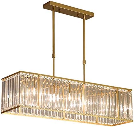 Lustres de ataay, lustre de cristal retangular para ilha de cozinha, E14 Modern Industrial Dulight, luz de cristal simples para a sala de estar, quarto de quarto hotel/ouro/85cm