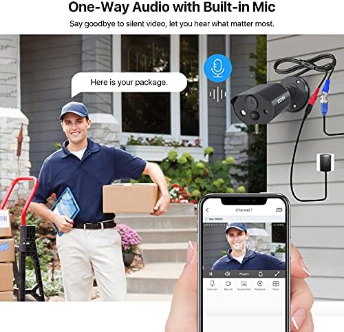 Sistema de câmera de segurança zosi 1080p, interno externo, H.265+ 5mp DVR de 8 canais com câmera de bala de 4 x 1080p e câmera de