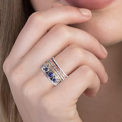 925 anel de meditação de prata para mulheres vintage boho anéis grossos para mulheres declaração artesanal bohemian anel
