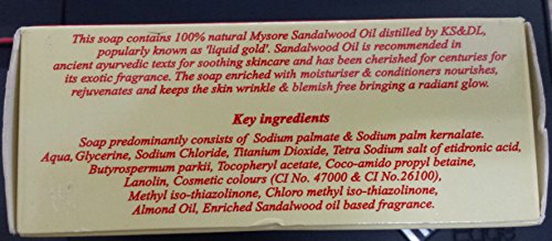 Mysore Sandal Gold Soap, 125 gramas por unidade - sabonete de grau 1 - TFM 80% - zero secura