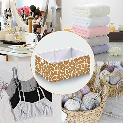 Cataku Animal Print Giraffe Cube Bins para organização, caixas de armazenamento de cubos de armazenamento retangular de tecido