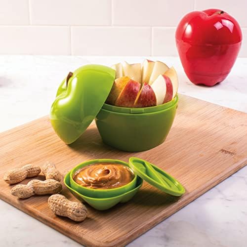 Hutzler Snack Attack Apple & Dip To-Go Set, verde