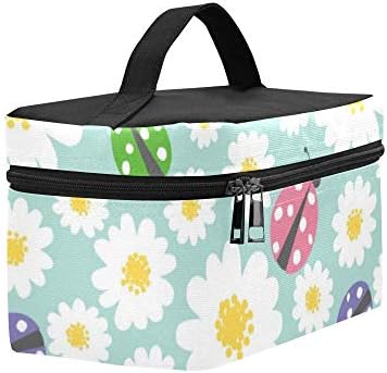 Padrão de padrão sem costura com flores e Ladyb Pattern Lanch Box Bag Bag Almoço Saco de almoço isolado para mulheres/homens/piquenique/passeio
