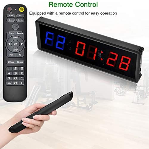 Baittang Hiit Fitness Interval Timer, LED programável Relógio multifuncional de 1,5 dígitos com remoto, tabata, FGB, ideal