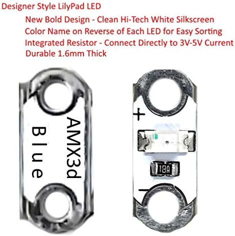 AMX3D Lilypad Arduino LEDs coloridos - Difícil de uso vermelho, laranja, âmbar, amarelo, verde e azul LED com resistor interno