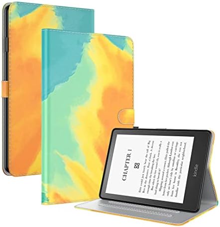 Caixa de saturação para Kindle Paperwhite 5 2021 6,8 polegadas, estilo de aquarela PU PU LIME