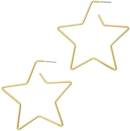 E adoráveis ​​brincos estrelados de ouro 14k - Brincos estrelados - Divisão de Divisão Divulgada Divulgada Hipoalergênica