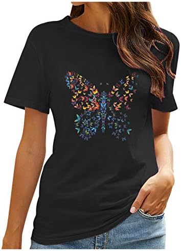 Uikmnh Summer feminino Butterfly Tees T camisetas largas camisas de manga curta