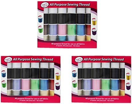 ALARY 4857 -GB Designers Escolha Todo o objetivo Polyéster Sewing Threads Spools 200 jardas cada - multicolorido em caixa