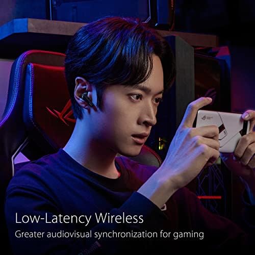 ASUS ROG CETRA TRUE EARBUDOS DE GAMES sem fio, fones de ouvido Bluetooth de baixa latência, cancelamento de ruído ativo, duração da bateria de 27 horas, resistência à água IPX4, fone de ouvido com carregamento sem fio