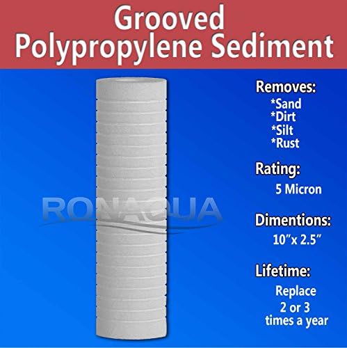 Cartucho de filtro de água de sedimentos ranhurados por Ronaqua 10 x 2,5, quatro camadas de filtração, remove areia,