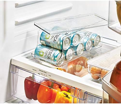 Idesign reciclado Plástico Beverage Fridge Organizer Bin com tampa - 13,84 ”x 5,7” x 5,8 ”, frigorínea de plástico e plástico