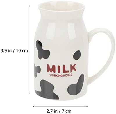 Kesyoo Glass Coffee Canecas de vidro xícaras de café 1 conjunto canecas de leite Padrão de vaca caneca de cerâmica, colher e capa caneca