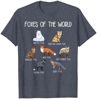 Amante da Fox, Foxes of the World Shirt, tipos de raposas, camiseta de raposa
