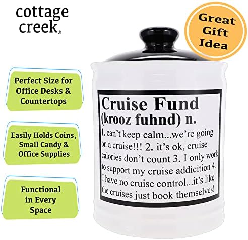 Cottage Creek Cruise Fund Piggy Bank para adultos Jar de férias de cruzeiro em cerâmica, presentes de cruzeiro