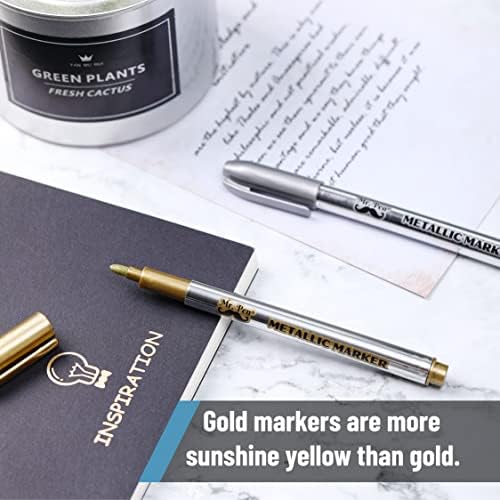 Sr. Pen-Metallic Paint Markers, 6 pacote, prata e ouro, marcador de pintura de prata, caneta de tinta dourada, caneta de prata, marcadores de prata permanentes metálicos, caneta de tinta prateada, marcador metálico dourado, marcador de ouro, caneta de ouro
