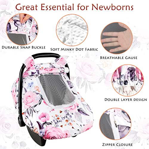 Pacote de capa de banco de bebê floral e cobertores de bebê meninas infantis capas de assento de carro elástico copa