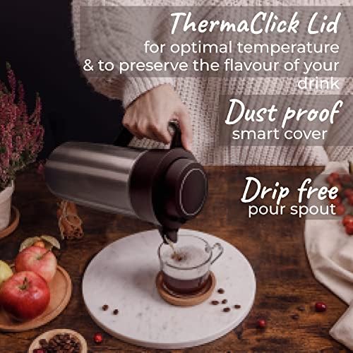 Jarra de café térmico pykal - com tampa termaclick, capacidade de 68 oz, laboratório testado 8 horas 150f retenção de calor,