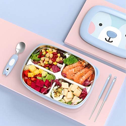 Caixa de bento de aço inoxidável portátil, lanche de lancheira de compartimento de estudante, recipiente de comida, lancheira