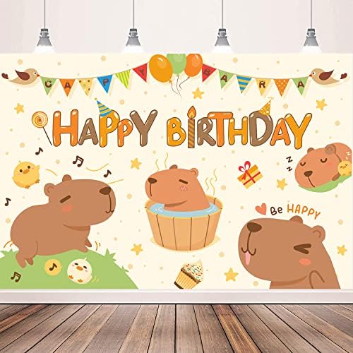 Capybara Feliz aniversário cenário, decorações de aniversário da Capybara para meninas e meninos, Feliz Aniversário